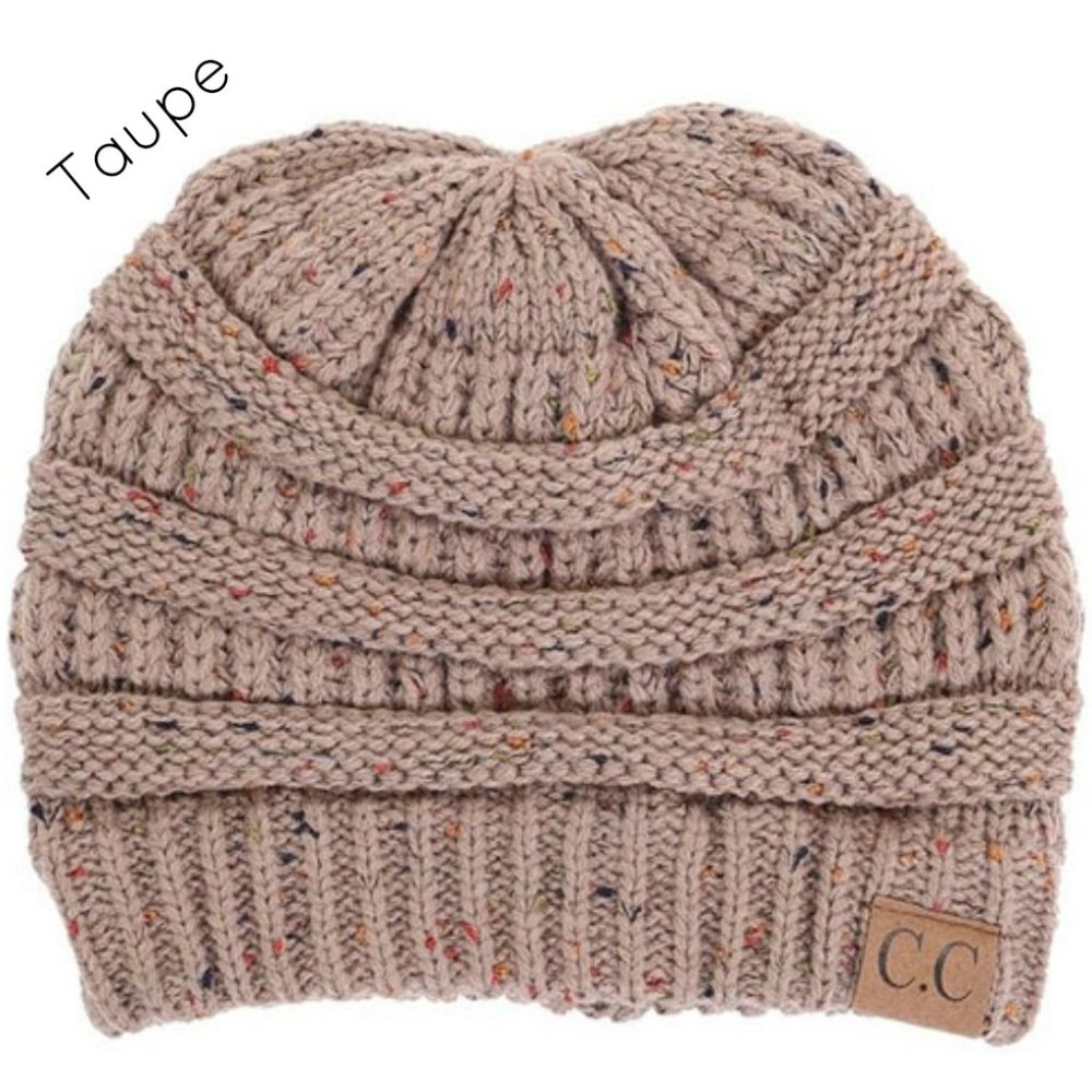 CC Messy Bun Beanie - Taupe